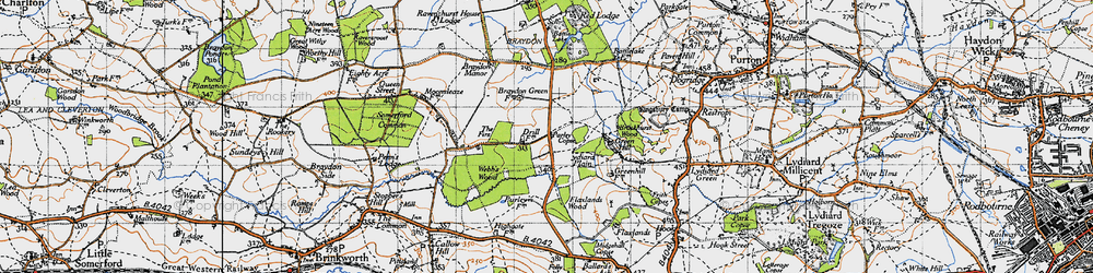 Old map of Lydiard Plain in 1947