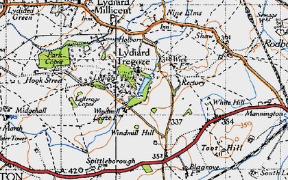 Old map of Lydiard Tregoze in 1947