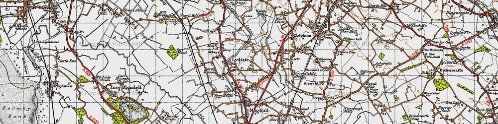Old map of Lydiate in 1947