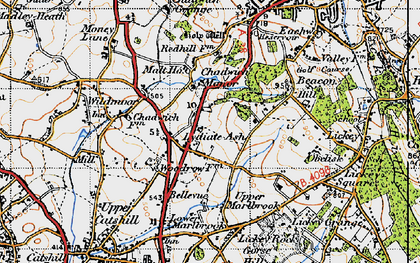 Old map of Lydiate Ash in 1947