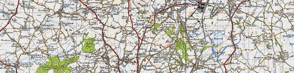 Old map of Lydiate Ash in 1947