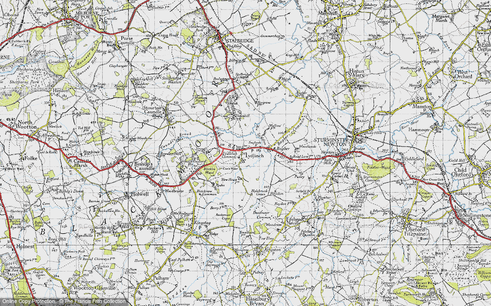 Old Map of Historic Map covering Brickles Wood in 1945