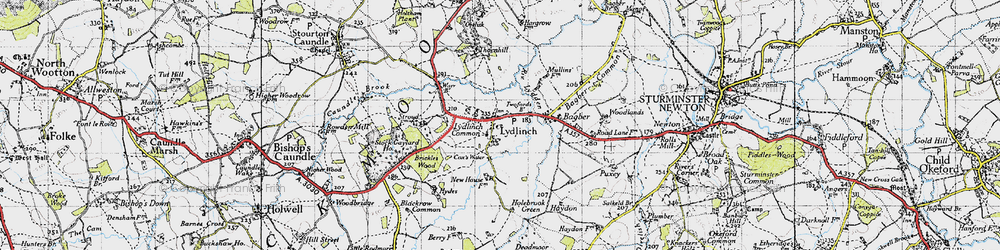 Old map of Lydlinch in 1945