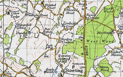 Old map of Lymbridge Green in 1947