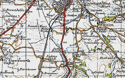 Old map of Lyme Green in 1947