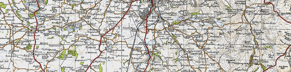 Old map of Lyme Green in 1947