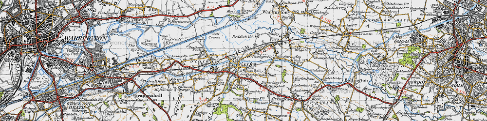 Old map of Lymm in 1947