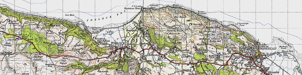Old map of Bossington Hill in 1946