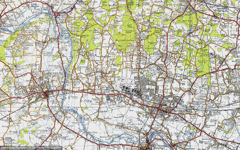 Old Map of Historic Map covering Burnham Grove in 1945