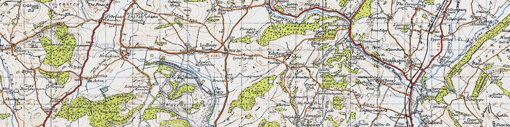 Old map of Brunslow in 1947