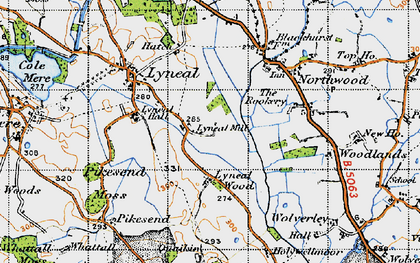Old map of Lyneal Mill in 1947