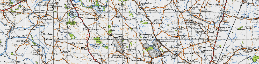 Old map of Pikes End Moss in 1947