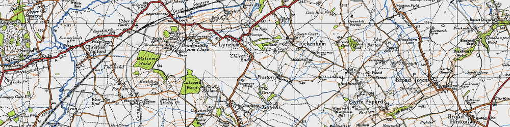 Old map of Lyneham in 1947