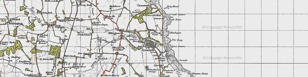 Old map of Lynemouth in 1947