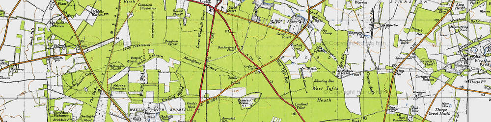Old map of Bromehill Cott in 1946