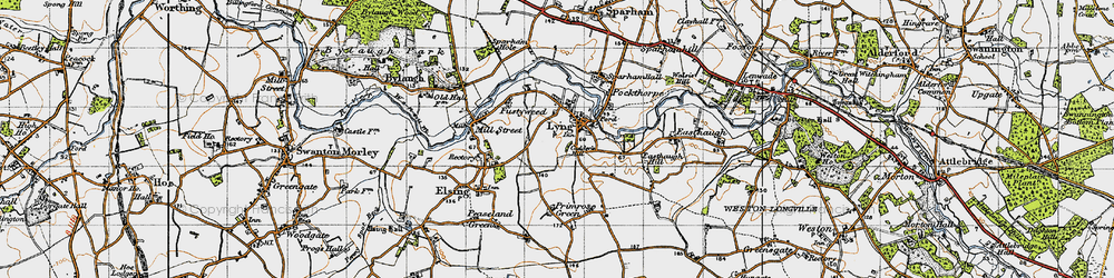 Old map of Lyng in 1946