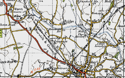 Old map of Antingham Hill in 1945