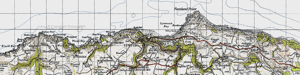 Old map of Lynmouth in 1946