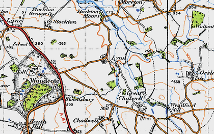 Old map of Stockton Moors in 1946