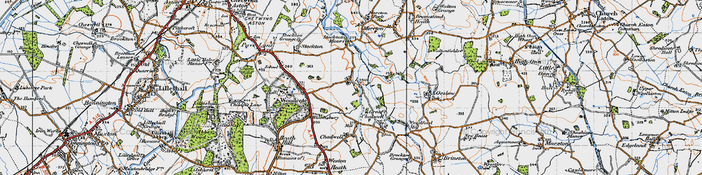 Old map of Stockton Moors in 1946