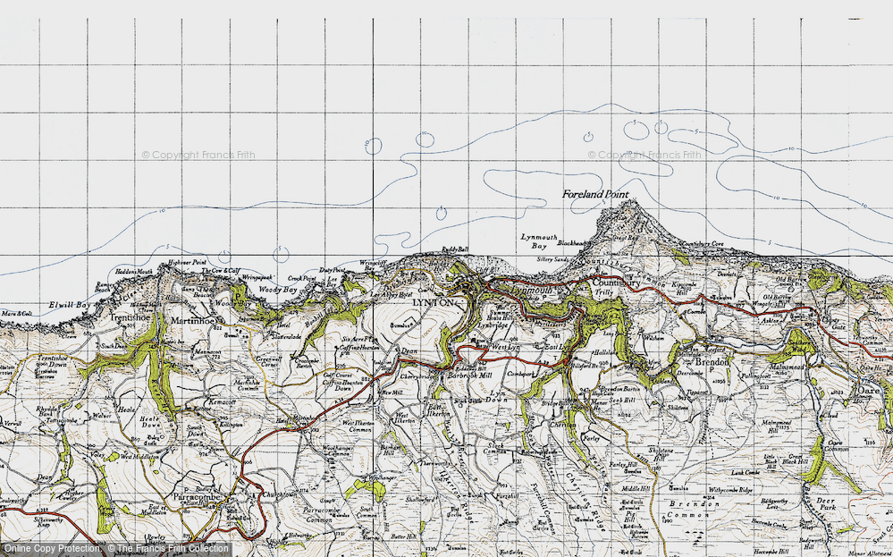Old Map of Historic Map covering Wringcliff Bay in 1946