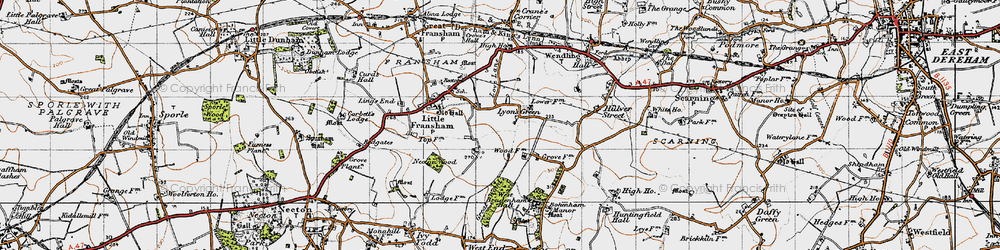 Old map of Bradenham Hill in 1946