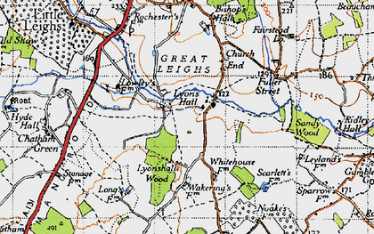 Old map of Lyons Hall in 1945