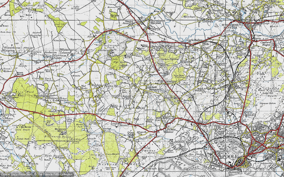 Old Map of Historic Map covering Bartom's Hill in 1940