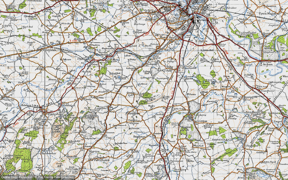 Old Map of Historic Map covering Westley in 1947