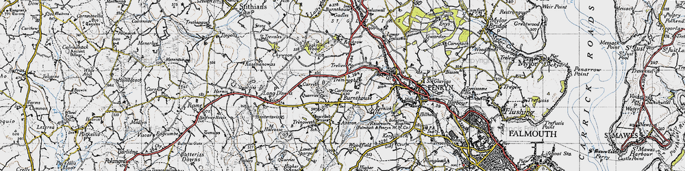 Old map of Mabe Burnthouse in 1946