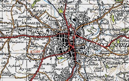 Old map of Macclesfield in 1947
