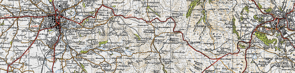 Old map of Macclesfield Forest in 1947
