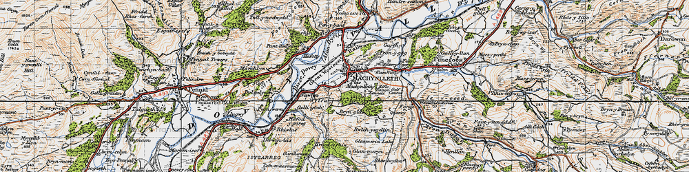 Old map of Machynlleth in 1947