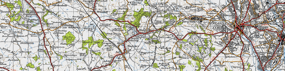 Old map of Madeley Heath in 1946