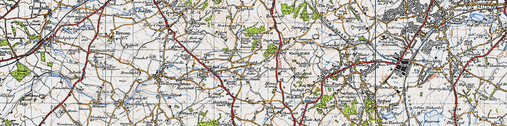 Old map of Madeley Heath in 1947
