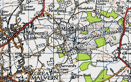 Old map of Madresfield in 1947