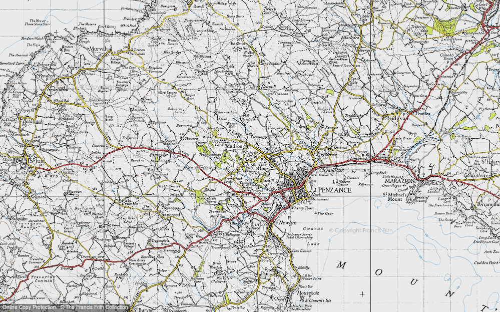Old Map of Historic Map covering Boscathnoe Resr in 1946