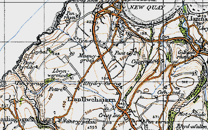 Old map of Maen-y-groes in 1947