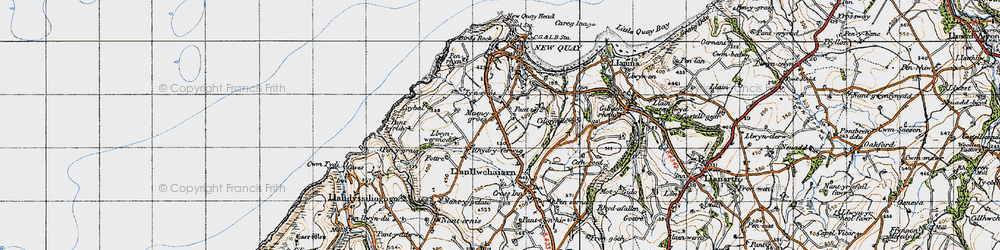 Old map of Maen-y-groes in 1947