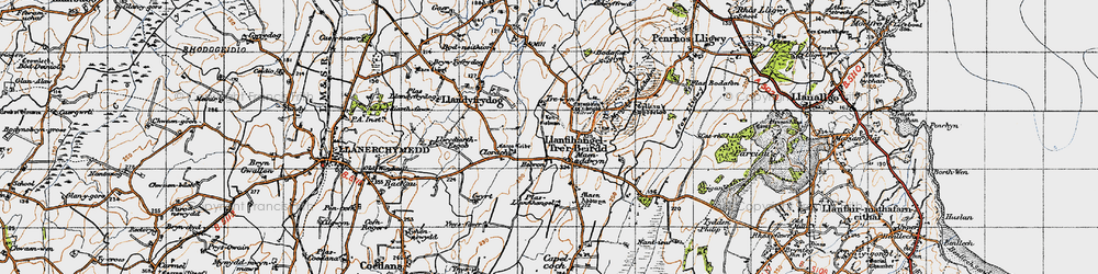 Old map of Maenaddwyn in 1947
