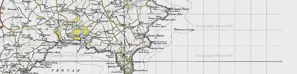 Old map of Maenease Point in 1946