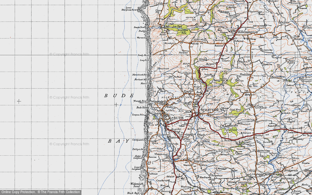 Old Map of Historic Map covering Wrangle Point in 1946