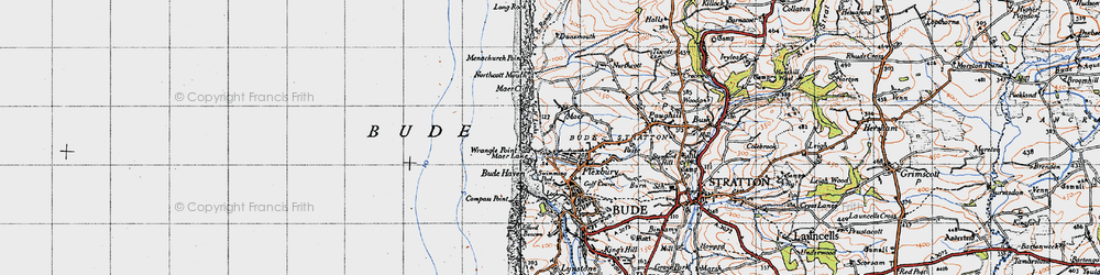 Old map of Bude Haven in 1946