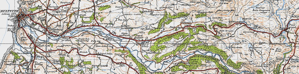 Old map of Ysgubornewydd in 1947