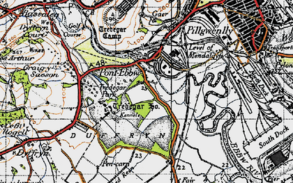 Old map of Maes-glas in 1946