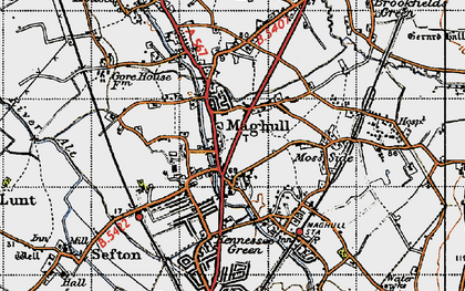Old map of Maghull in 1947