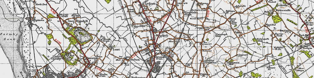 Old map of Maghull in 1947