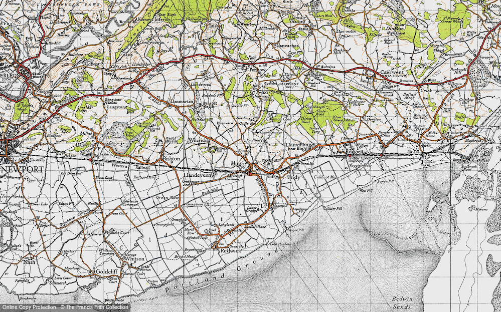 Old Map of Historic Map covering Wilcrick Hill (Fort) in 1946
