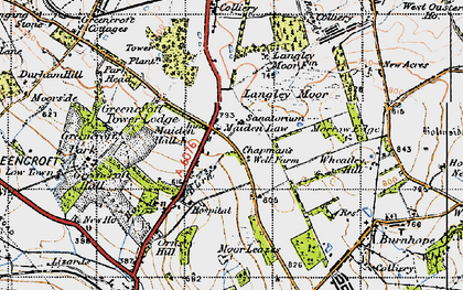 Old map of Maiden Law in 1947