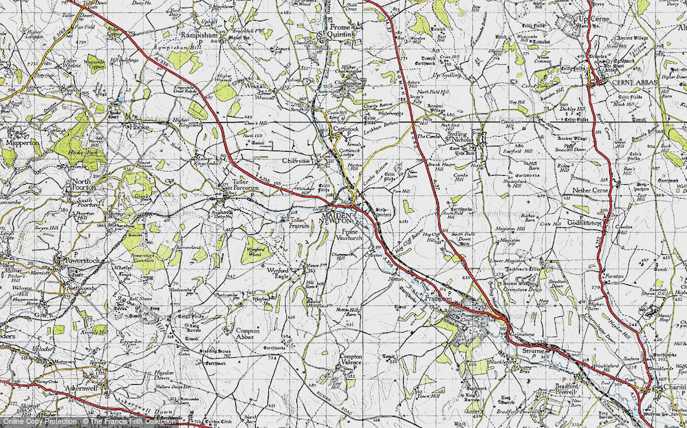Old Map of Maiden Newton, 1945 in 1945
